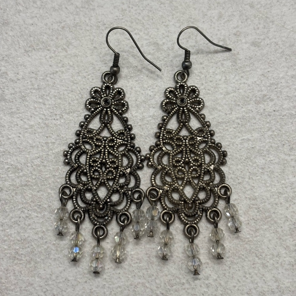 Chandelier Silver Filigree Earrings